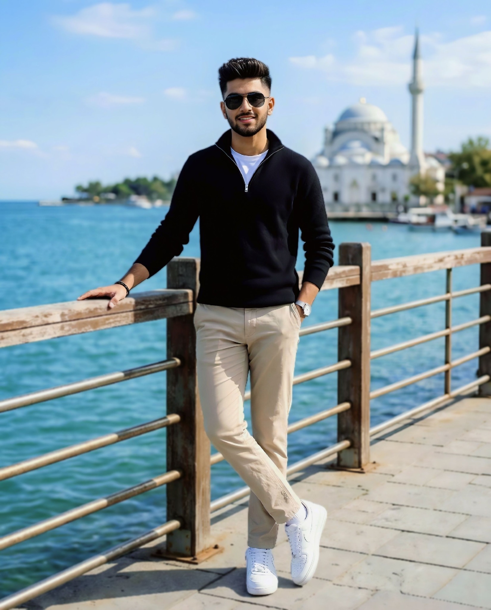Ultra-realistic cinematic full-body portrait of a young South Asian man, 17 age strict facial consis