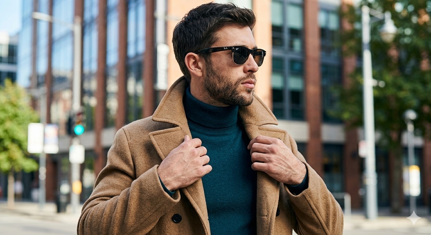 A Caucasian man, appearing to be in his late 30s, is the main subject, positioned slightly left of c