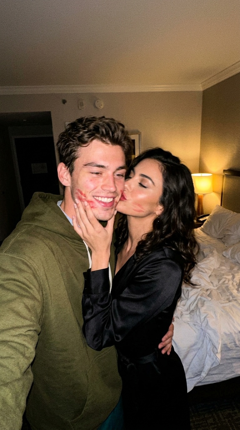 Create a photo that looks like a selfie taken with an iPhone. A glamorous, celeb — Google Gemini AI Prompt
