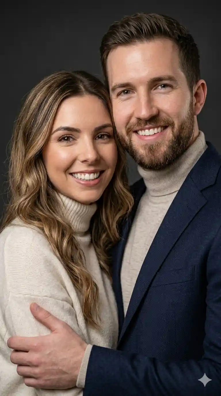 Create a hyper-realistic 8K close-up body portrait of a couple, using the uploaded photo as the exac