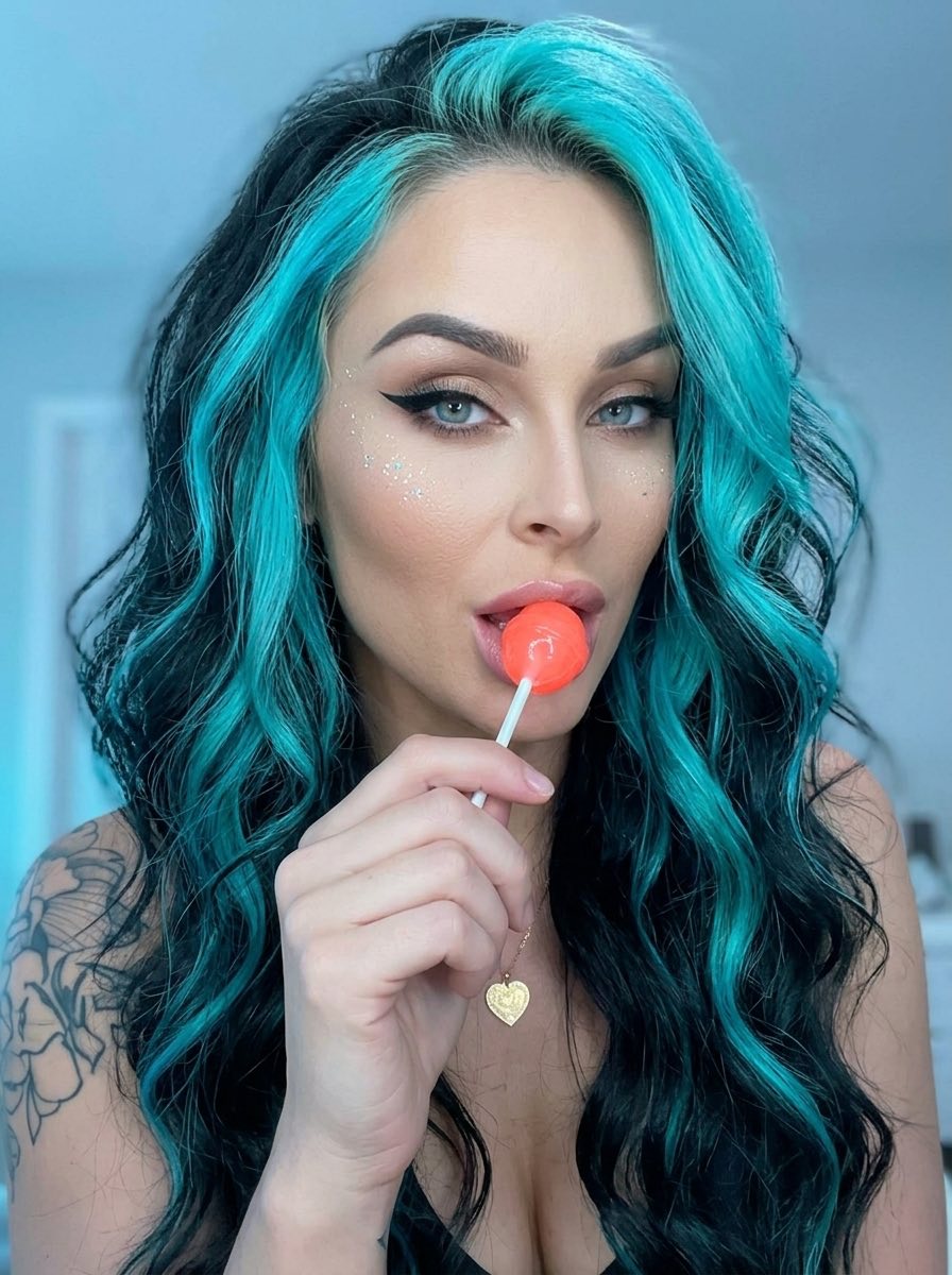 Create a realistic image of a beautiful young curvy woman with expressive BLUE e — AI Image Prompt