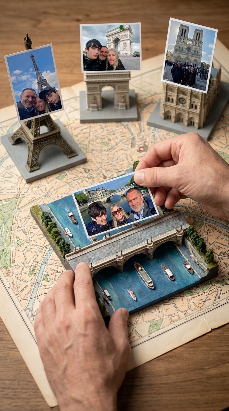 Memory of Paris

Photorealistic top-down shot in a professional photography studio. A table is cov