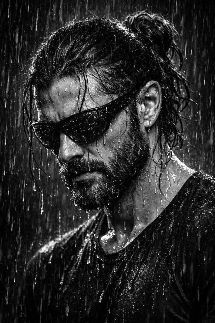 Create a dramatic high-contrast black-and-white cinematic portrait using the upl — Google Gemini AI Prompt