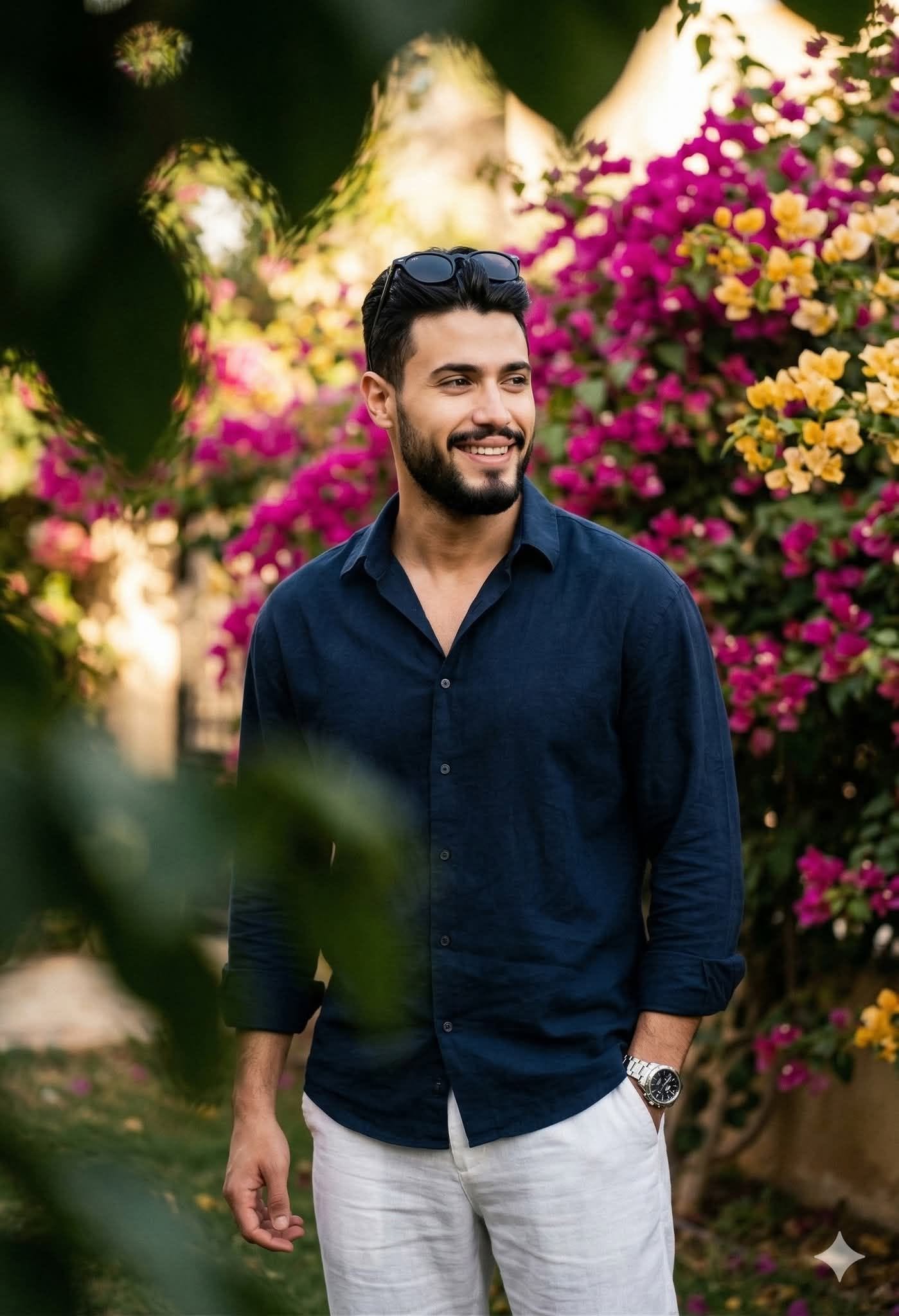 Cinematic 35mm portrait photography of a casually standing man looking right, fe — Google Gemini AI Image Prompt
