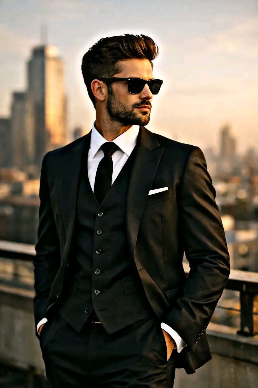 Ultra-realistic cinematic 4:5 portrait of a young man standing confidently on a  — Google Gemini AI Image Prompt