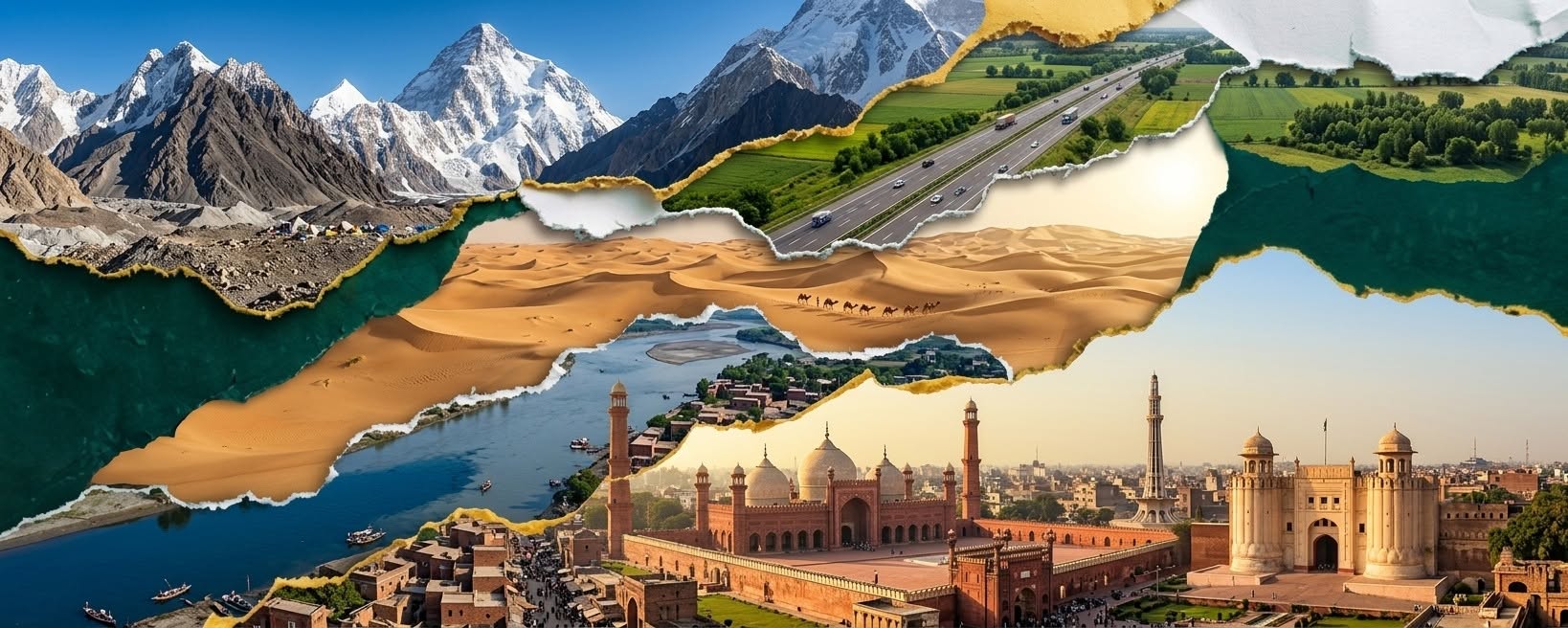 A highly detailed 8K panoramic photo-collage composed entirely within the textur — Midjourney AI Image Prompt