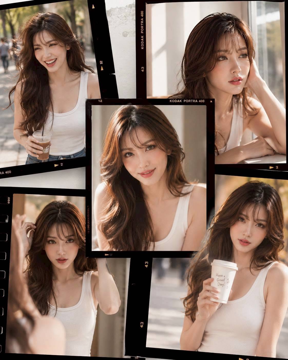 Generate cool asymmetrical film-style collage. Korean-style fresh and realistic  — Google Gemini AI Prompt