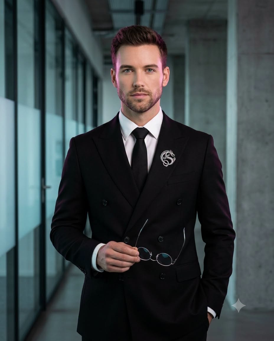 A high-resolution, professional portrait photograph capturing a sharp, handsome  — Google Gemini AI Prompt