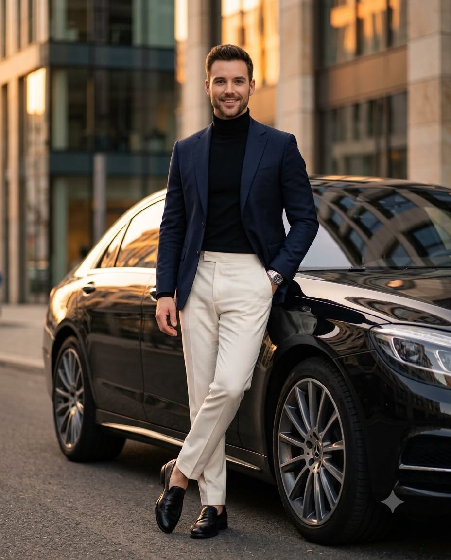 A high-resolution, professional fashion editorial photograph capturing a sharp,  — Google Gemini AI Image Prompt