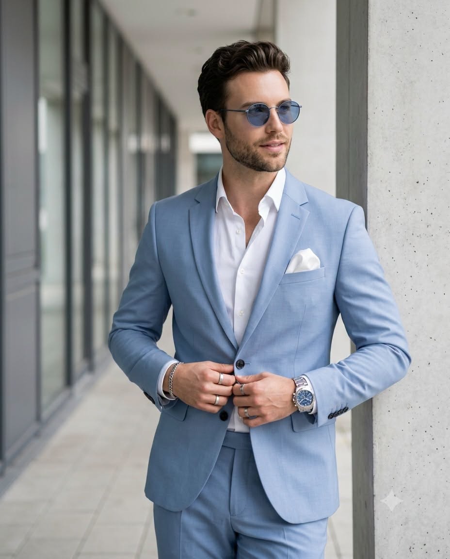 A high-resolution, candid outdoor fashion photograph capturing a stylish young m — Google Gemini AI Image Prompt