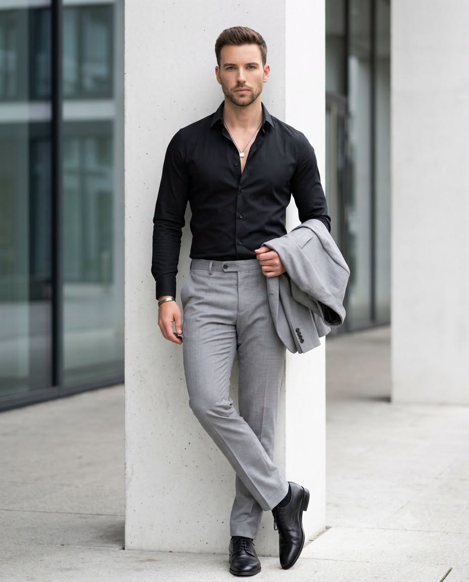 A high-resolution, full-length fashion editorial portrait capturing a handsome S — Google Gemini AI Prompt