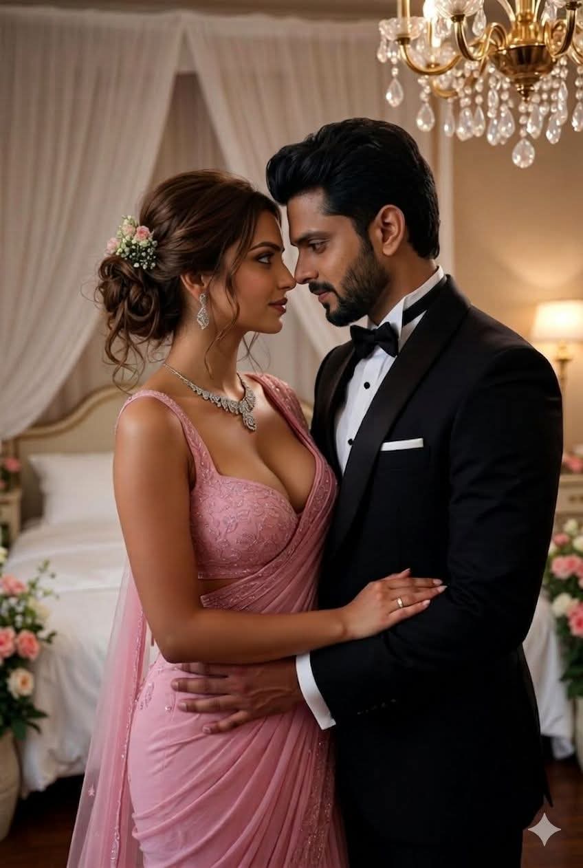 A high-quality, cinematic photograph of a romantic Indian couple embracing in a  — Google Gemini AI Prompt