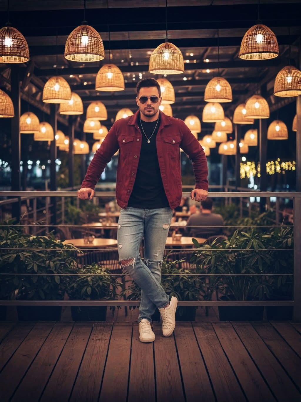 A realistic photograph captures the man from the reference image, image_0.png, s — Google Gemini AI Prompt