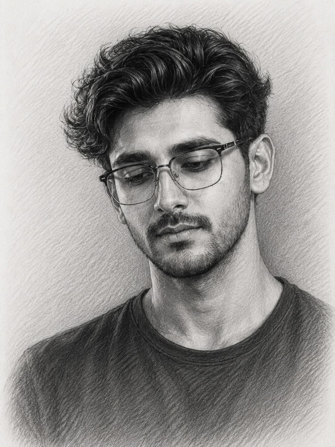 Ultra-realistic graphite pencil portrait of a handsome young man, three-quarter  — Google Gemini AI Prompt