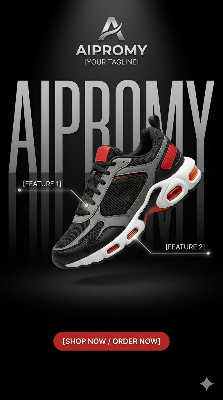 Using the attached sneaker image as the exact product reference, preserve the sh — Google Gemini AI Image Prompt