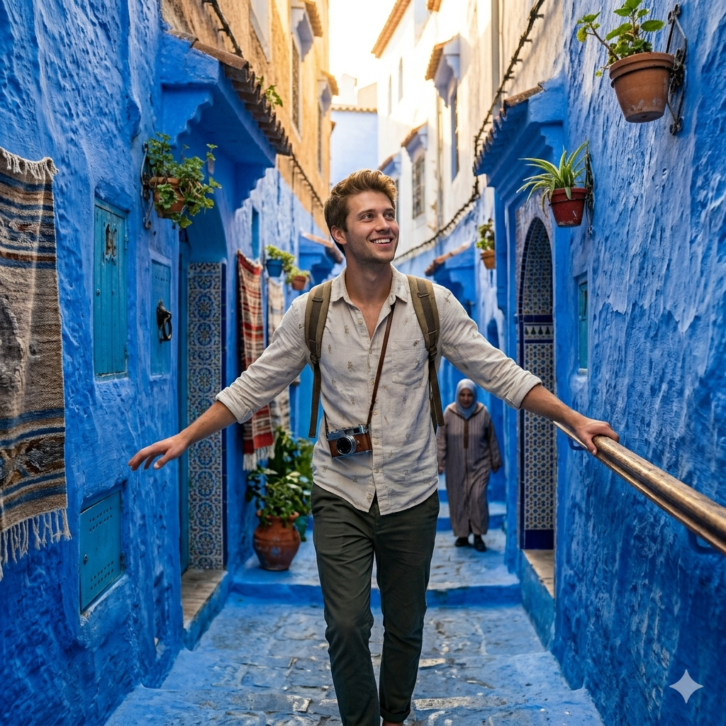 A photorealistic image of the person [Use the Uploaded photo as reference] walki — Google Gemini AI Image Prompt