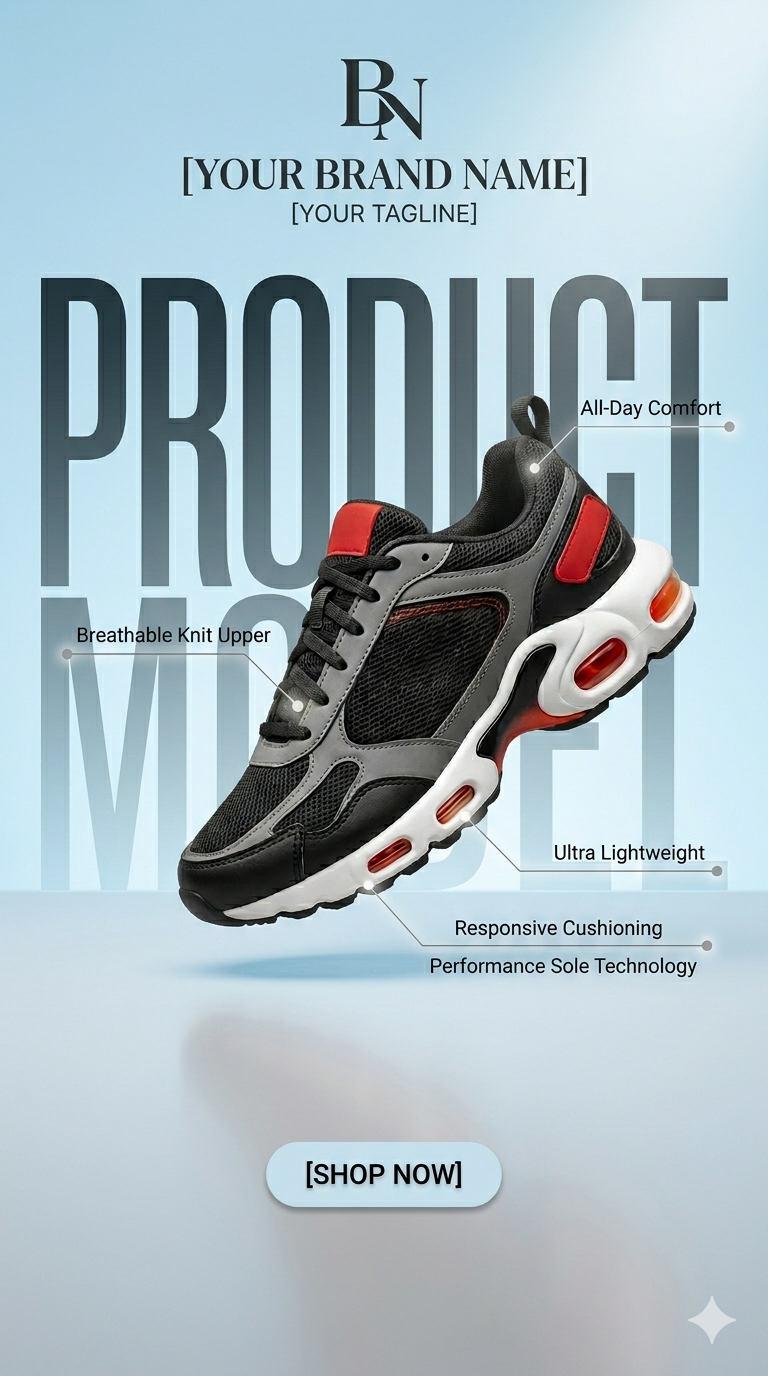Using the attached shoe image as the exact product reference, preserve the shoe  — Google Gemini AI Image Prompt