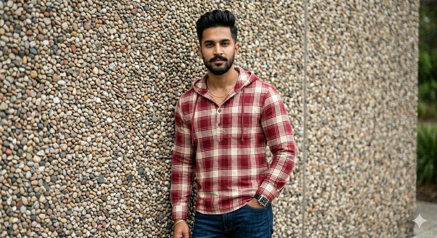 A realistic, high-definition portrait of a stylish young man with a neatly groom — Google Gemini AI Image Prompt