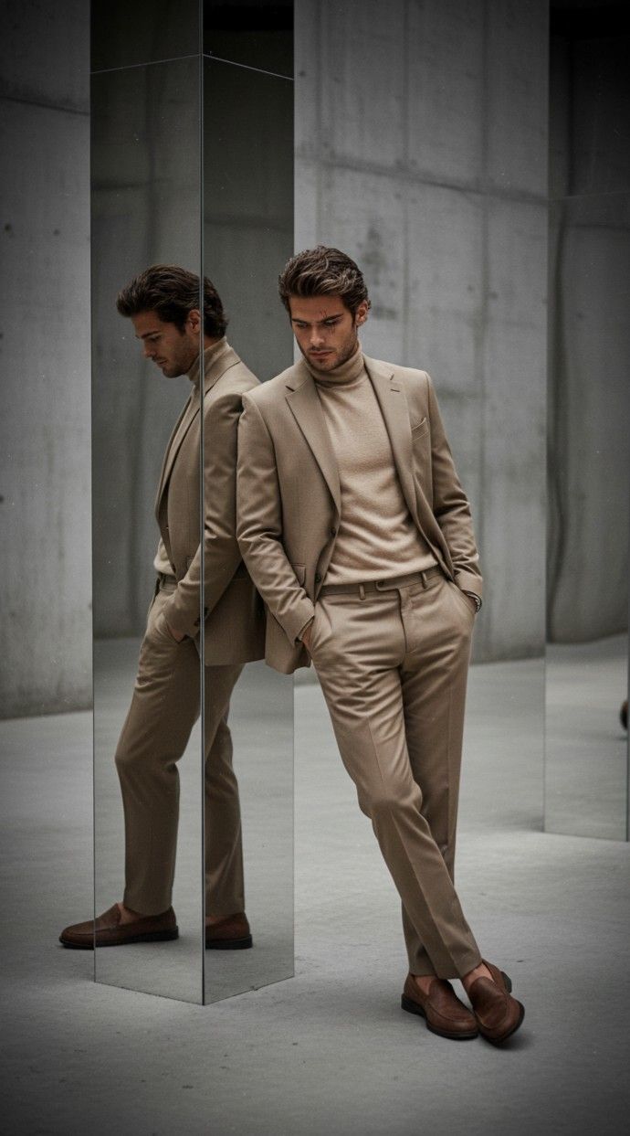 Create an ultra-photorealistic luxury men's fashion editorial portrait using the — DALL-E AI Image Prompt