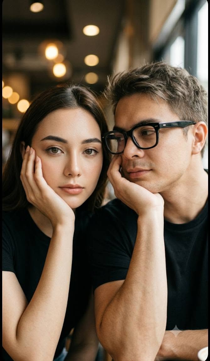 A vertical close-up smartphone portrait of a young couple sitting closely togeth — DALL-E AI Image Prompt