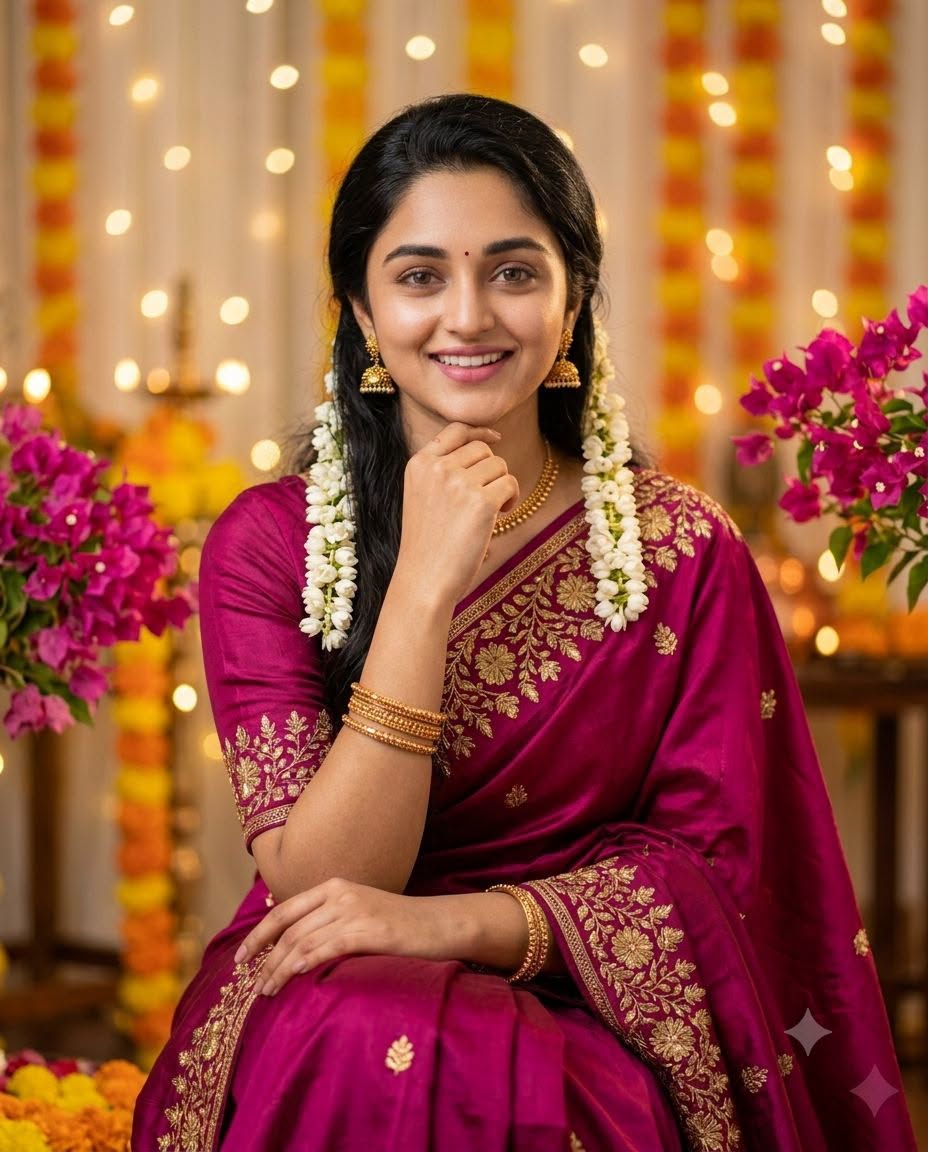 Create a photorealistic, high-end traditional Indian portrait of a beautiful wom — DALL-E AI Image Prompt