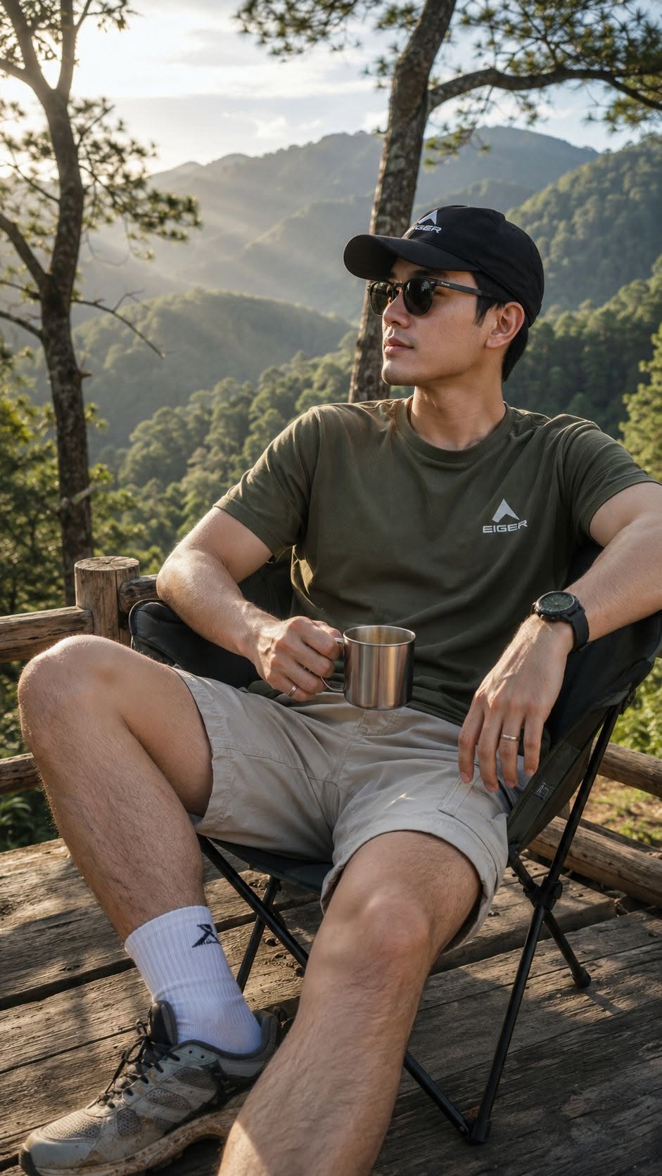 Ultra-realistic DSLR outdoor adventure photo during golden-hour sunrise in a pri — DALL-E AI Prompt