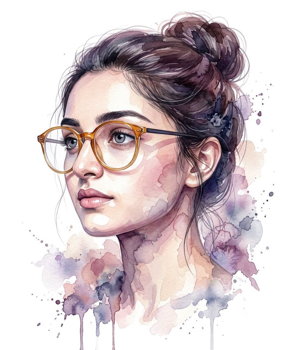 Create an ultra-realistic watercolor portrait in 4:5 aspect ratio illustration o — DALL-E AI Prompt