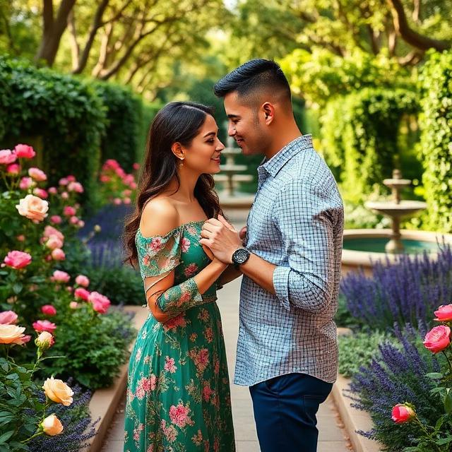 Create a luxury botanical engagement portrait using [UPLOAD PERSON 1 PHOTO] and  — Ideogram AI Prompt