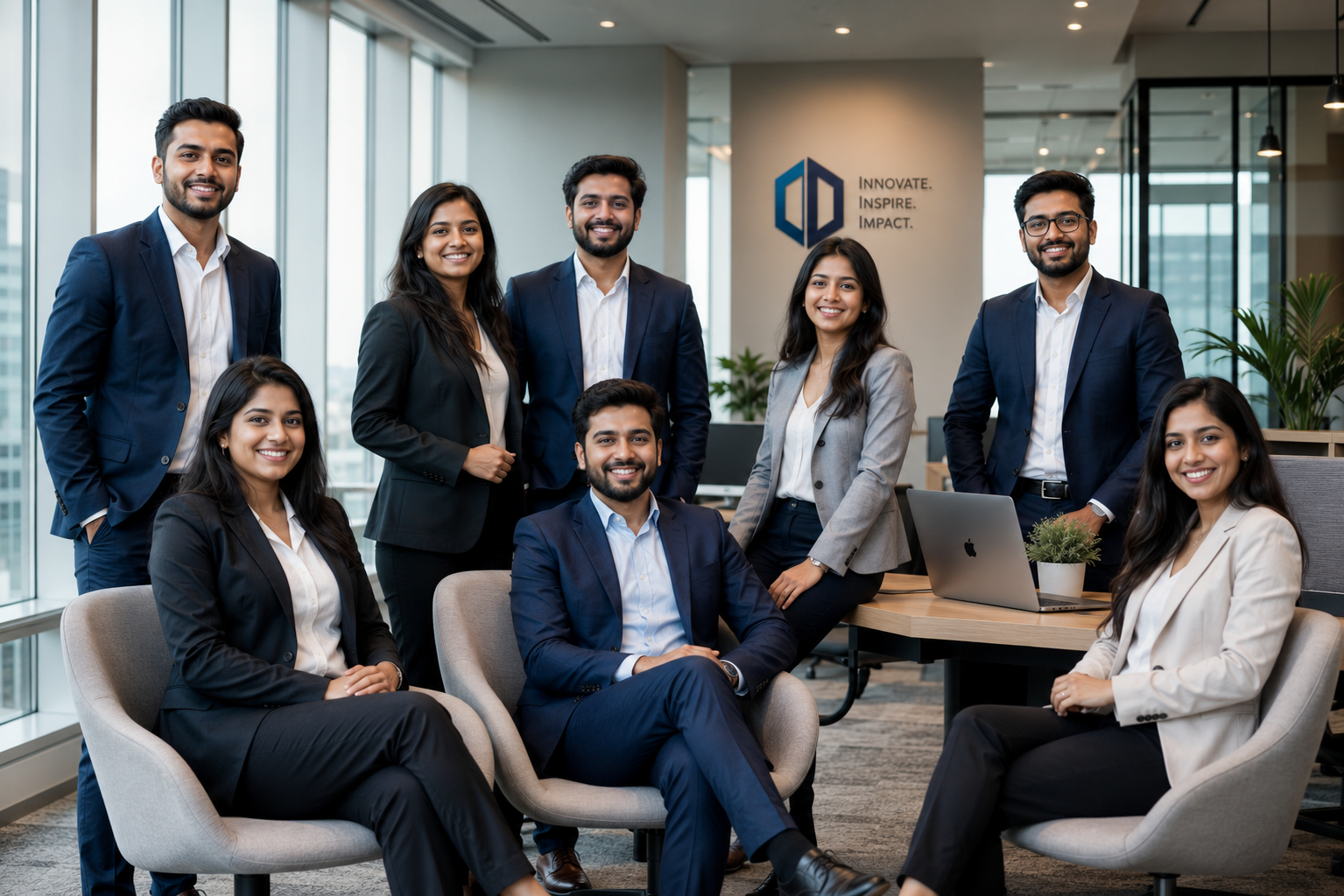 Create a premium corporate team portrait using **[UPLOAD TEAM PHOTO(S)]**, prese — DALL-E AI Image Prompt