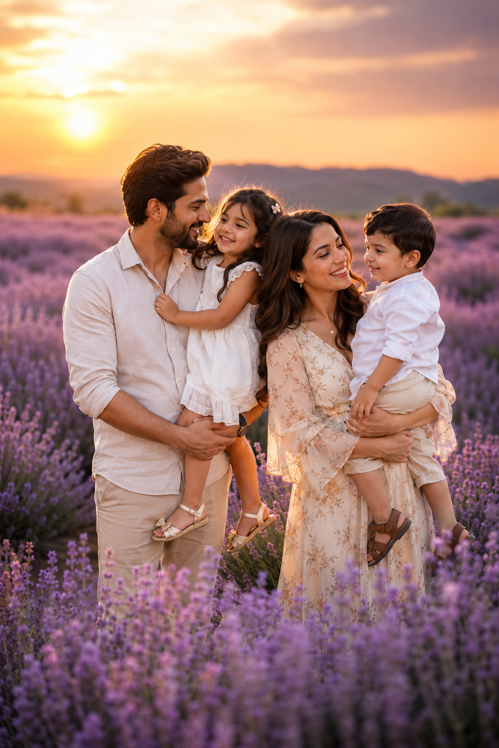 Generate an enchanting family portrait using [UPLOAD FAMILY PHOTO(S)] in a bloom — DALL-E AI Prompt