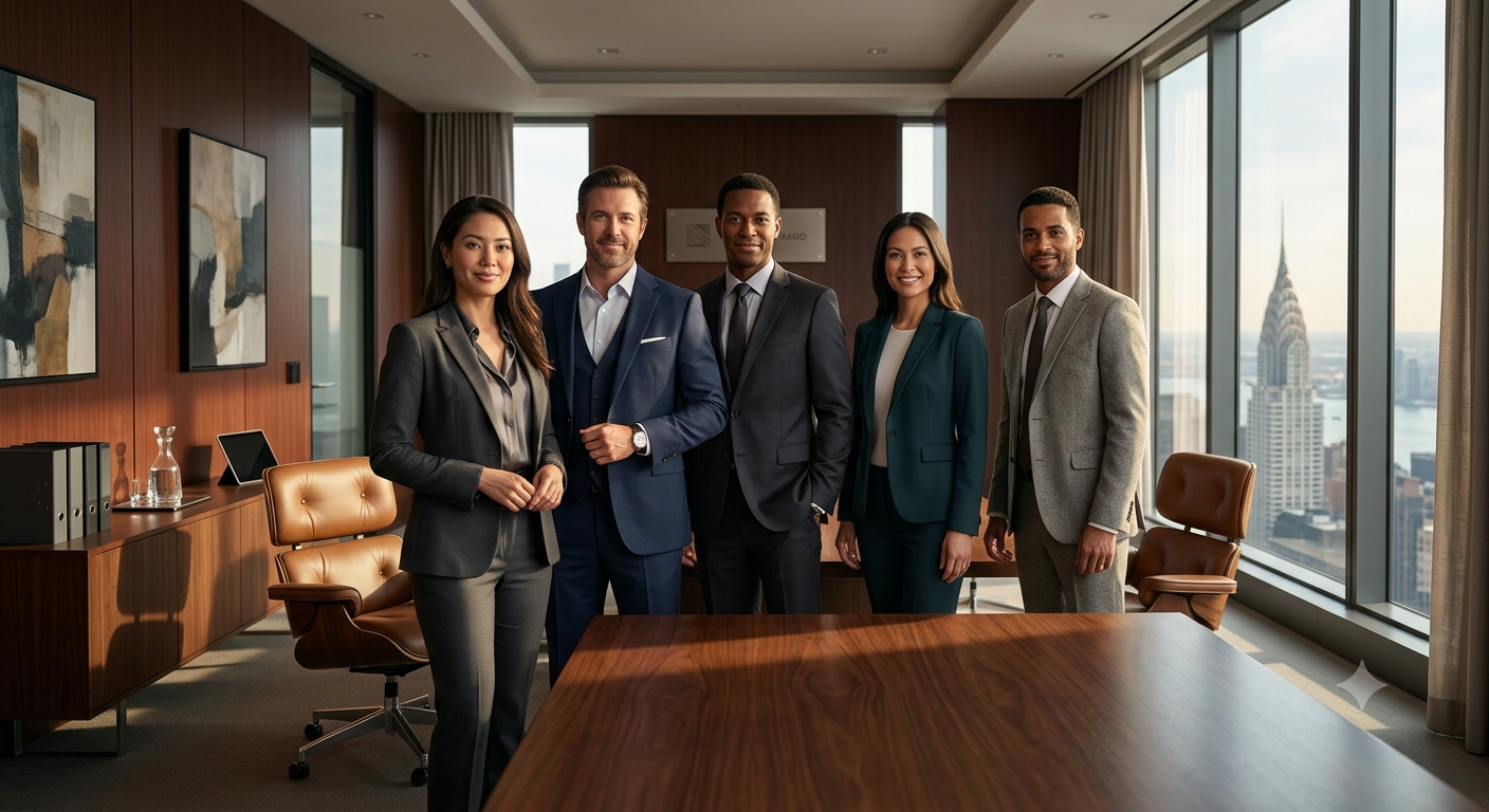Generate a luxury executive leadership portrait using [UPLOAD TEAM PHOTO(S)], pr — DALL-E AI Prompt