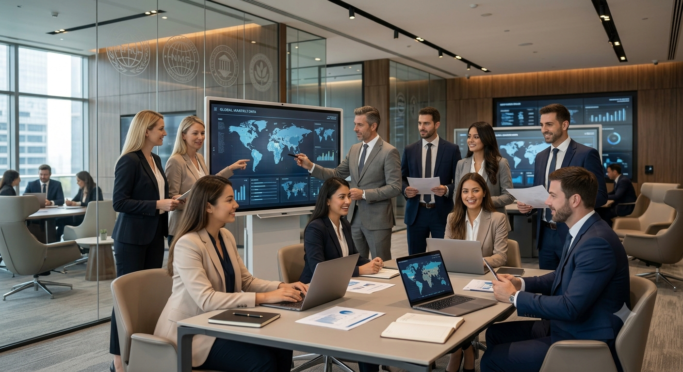 Create a high-end multinational corporate team portrait using [UPLOAD TEAM PHOTO — Google Gemini AI Prompt