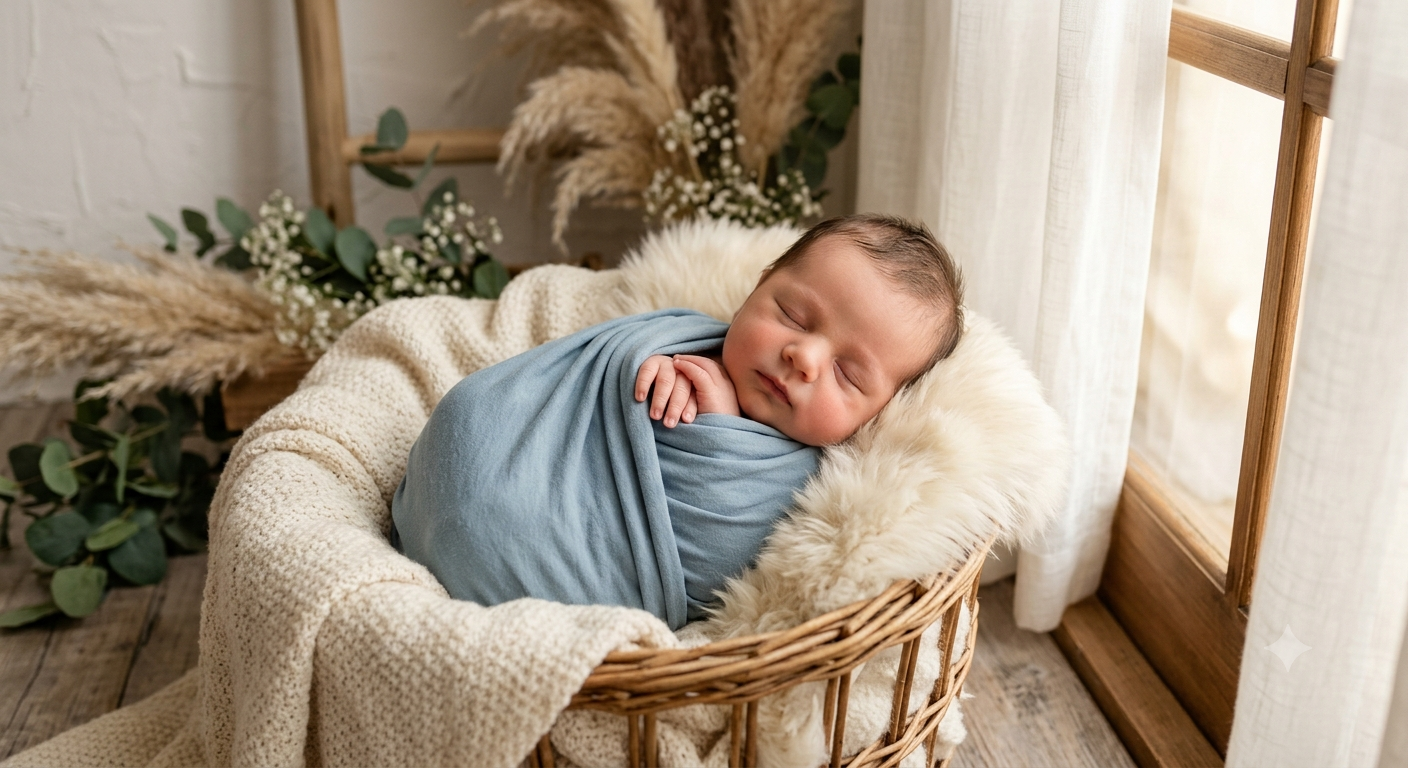 Create an ultra-realistic professional newborn portrait of [BABY\'S PHOTO], pres — Google Gemini AI Image Prompt