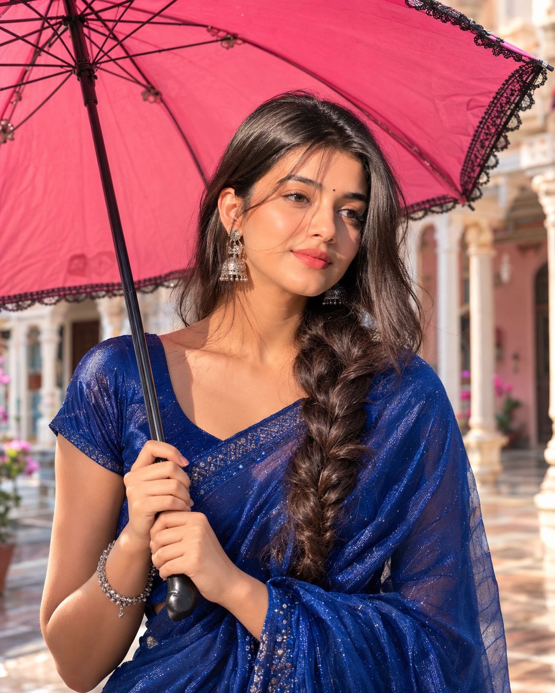 Ultra-realistic cinematic portrait of a beautiful young South Asian woman standi — DALL-E AI Prompt