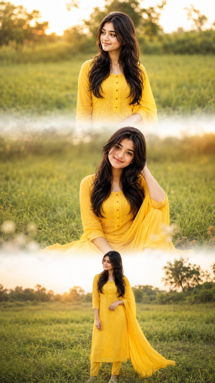 Create a premium outdoor 3-photo vertical collage using the uploaded person's ph — Google Gemini AI Image Prompt