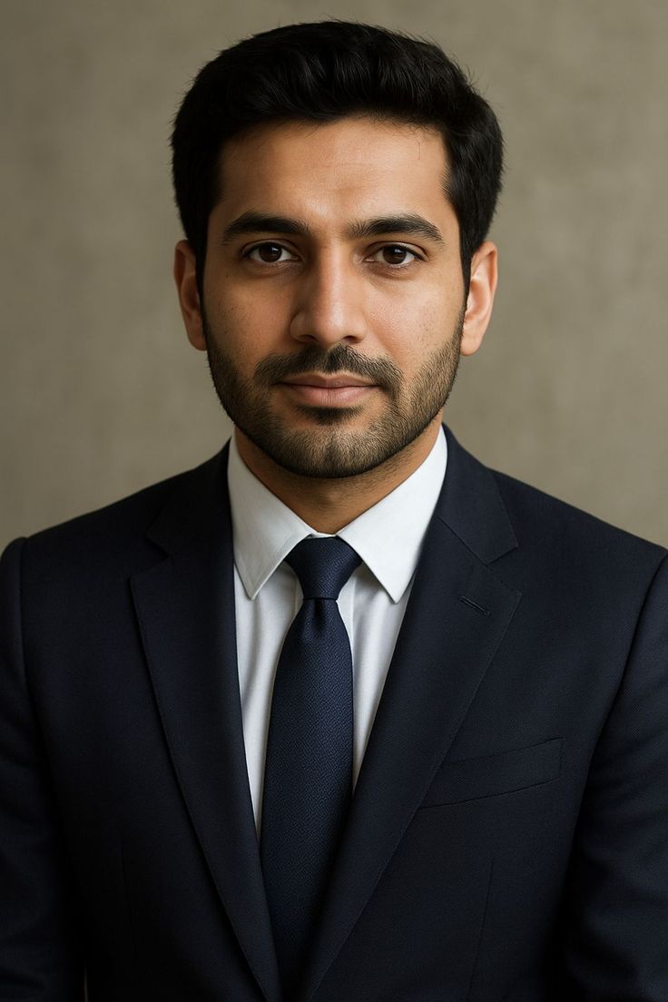 Photorealistic professional corporate headshot portrait of a young South Asian m — Google Gemini AI Image Prompt