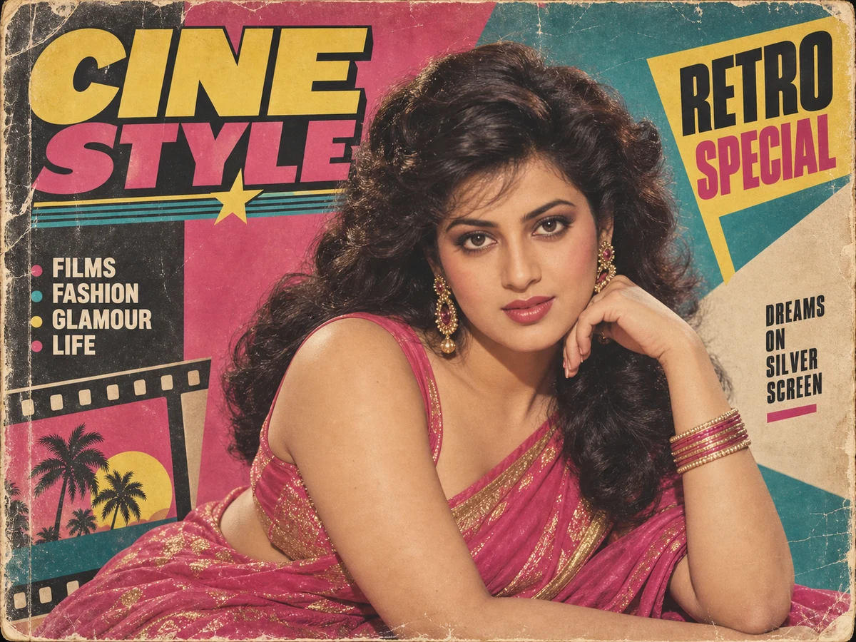 Convert my uploaded photo into a fictional 1980s Indian film magazine cover. Kee — DALL-E AI Image Prompt