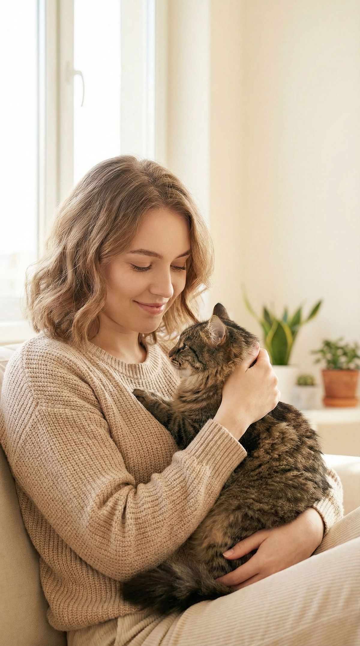 TASK: Recreate this exact cozy indoor image using the person from the REFERENCE  — Google Gemini AI Image Prompt