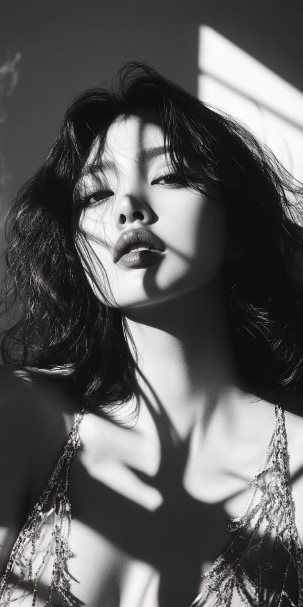 black and white ultra photorealistic cinematic beauty portrait of a young East A — Google Gemini AI Image Prompt
