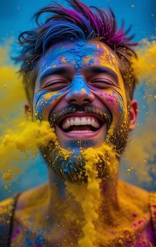 Create a highly realistic, vibrant Holi festival portrait using the uploaded pho — DALL-E AI Image Prompt