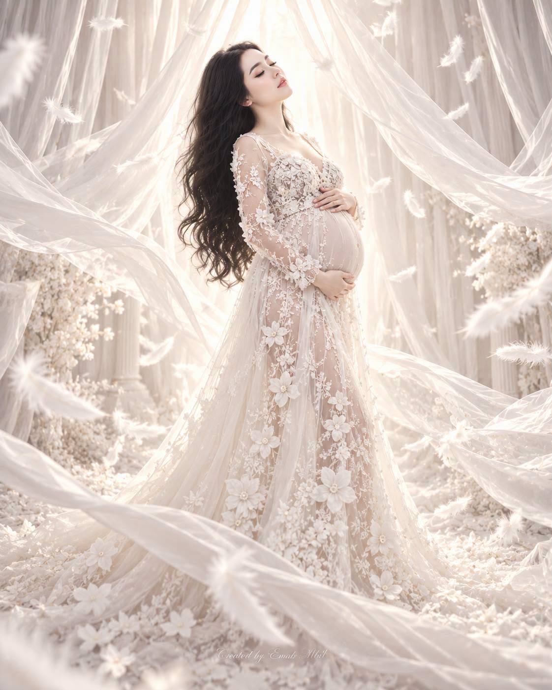 Ultra-realistic 8K UHD luxury maternity photography, masterpiece fine-art portra — Google Gemini AI Image Prompt