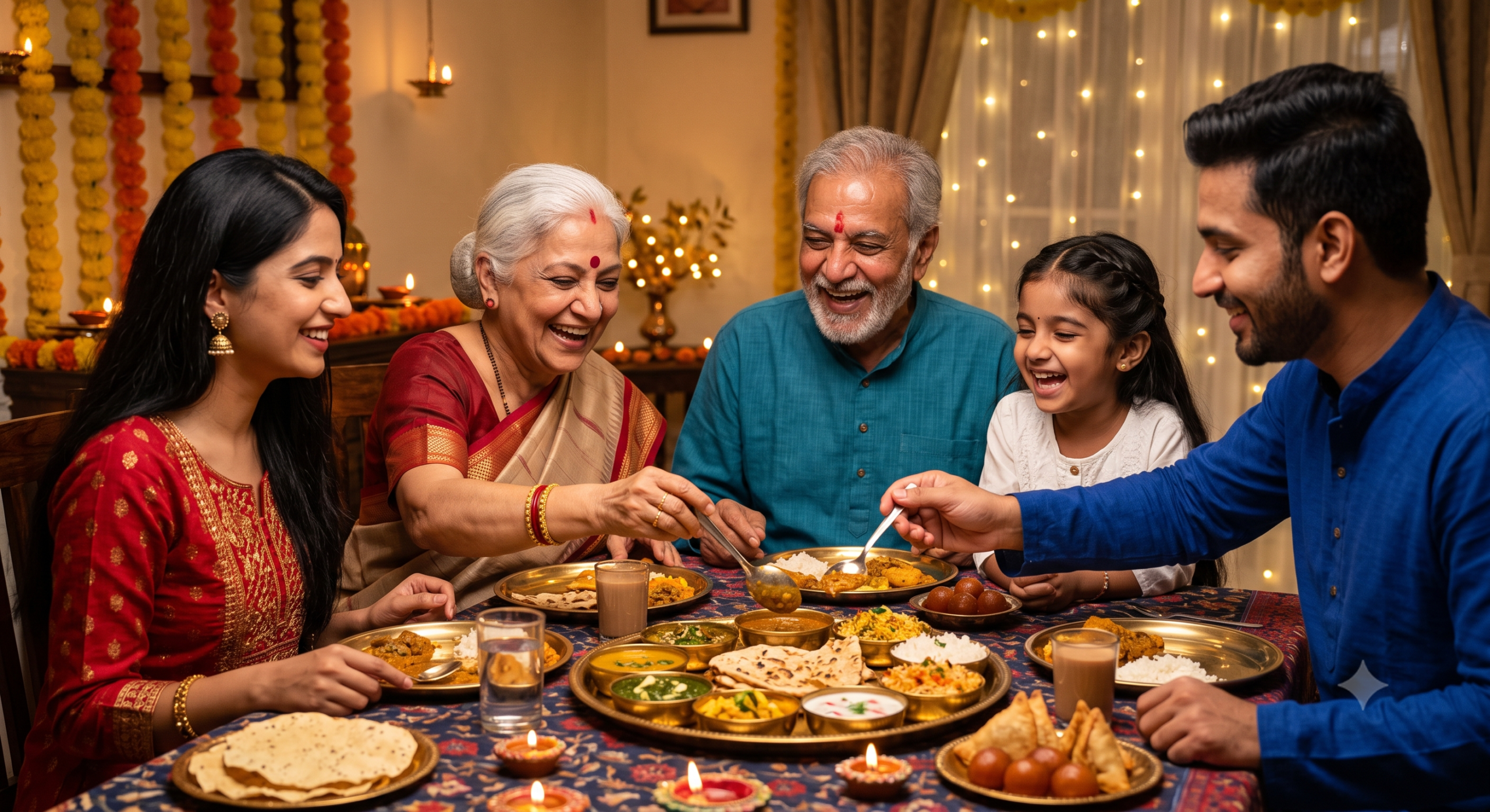 Create an ultra-realistic, high-resolution 8K photograph of a happy Indian multi — Google Gemini AI Image Prompt