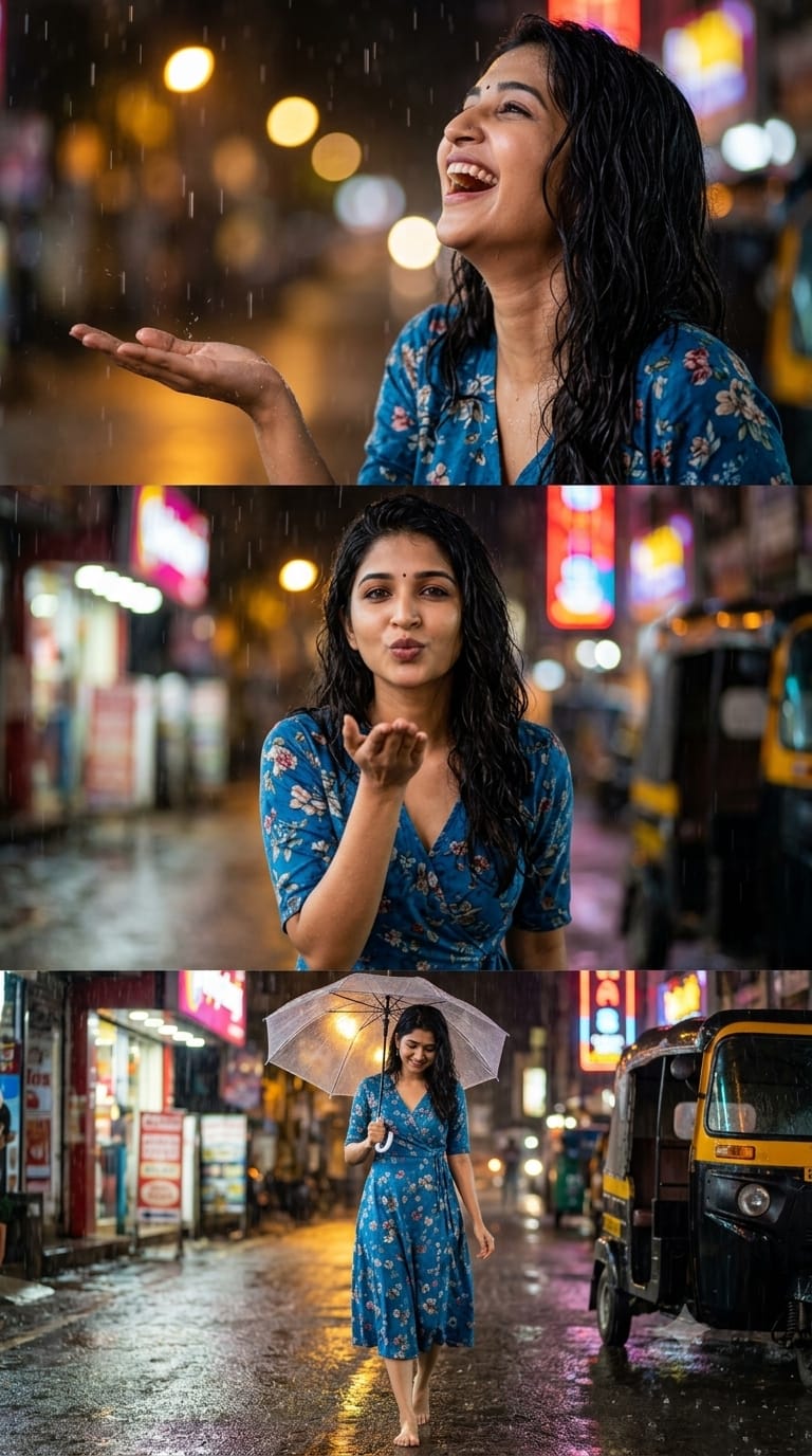 Use uploaded reference image and turn into A three-panel vertical movie-poster c — Google Gemini AI Image Prompt