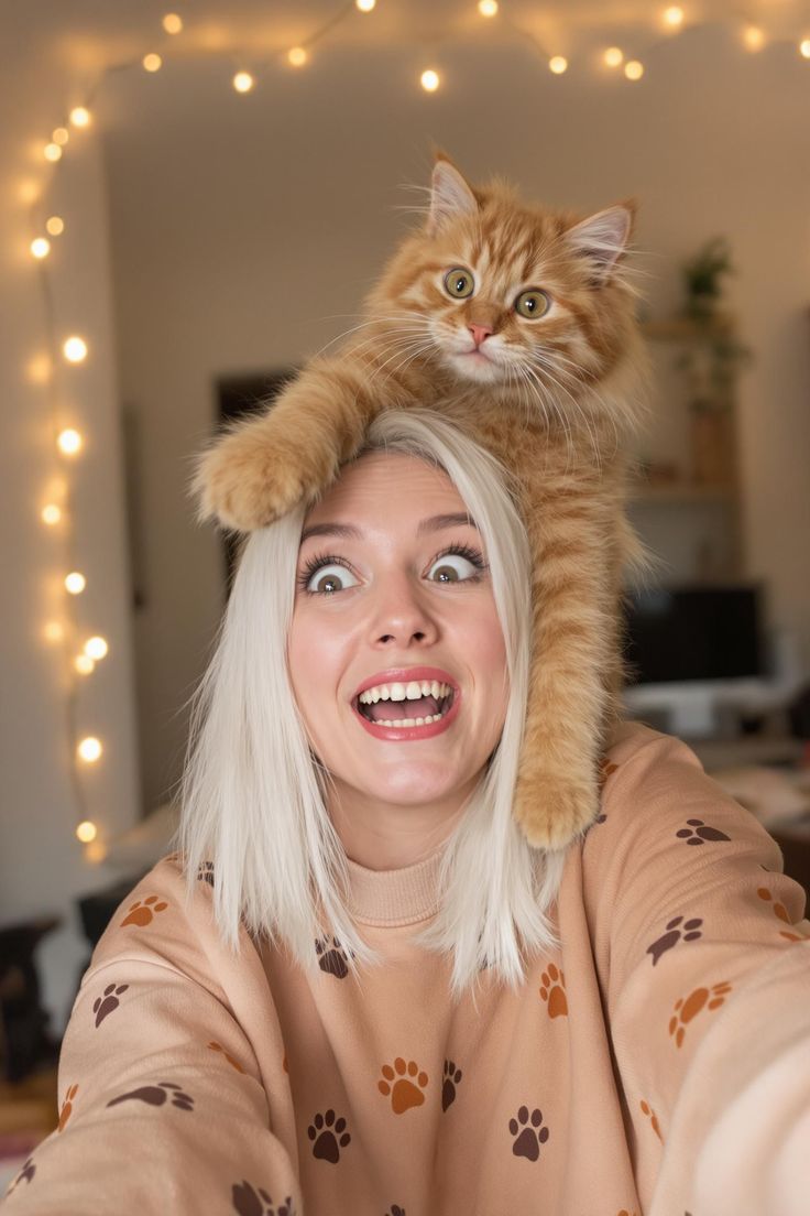 Hyper-realistic, 8k UHD, quirky and fun indoor portrait of a young woman with a  — Google Gemini AI Image Prompt