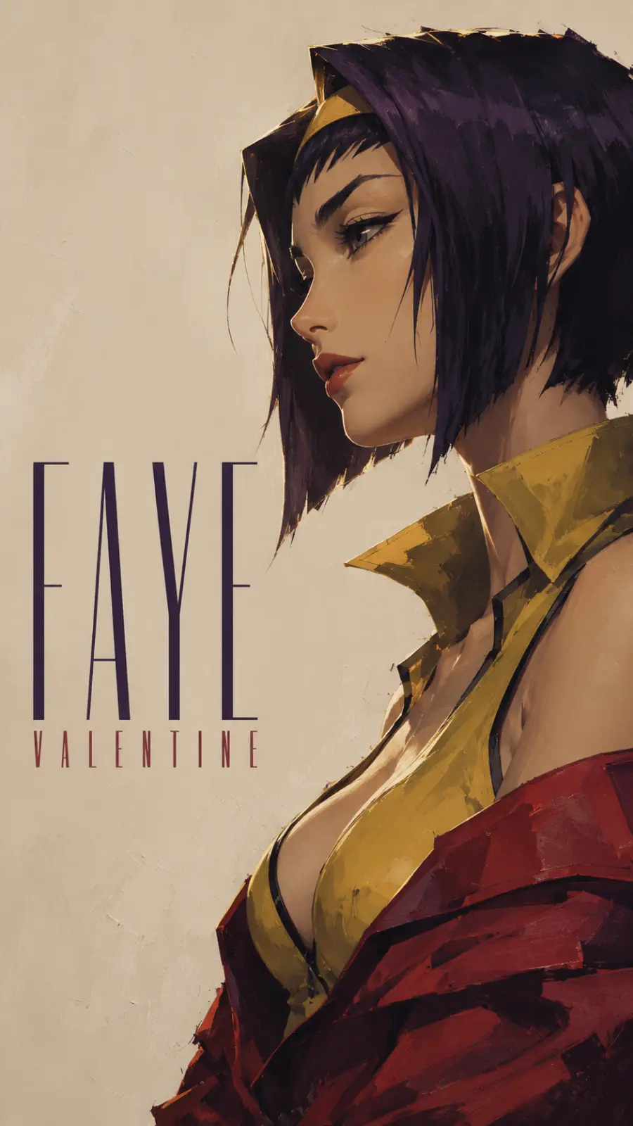 Faye Valentine from Cowboy Bebop, rendered in a Kubo Tite-style thick paint illu — Google Gemini AI Image Prompt