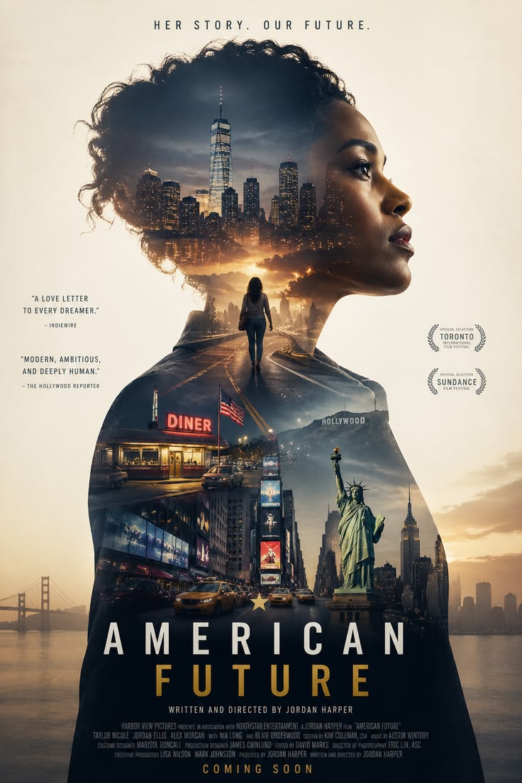 Create a cinematic double-exposure movie poster, vertical 2:3 ratio, photorealis — DALL-E AI Image Prompt