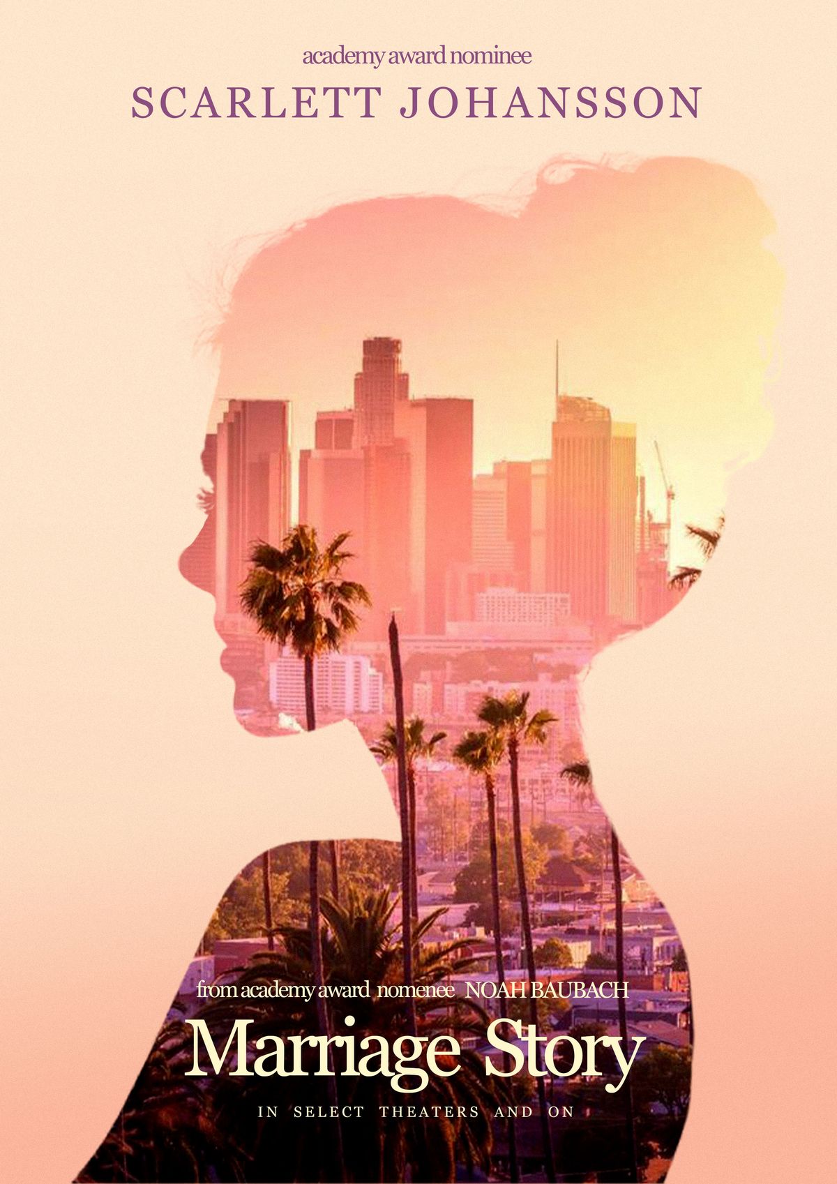Create a minimalist double-exposure movie poster, vertical 2:3 ratio, soft peach — DALL-E AI Image Prompt