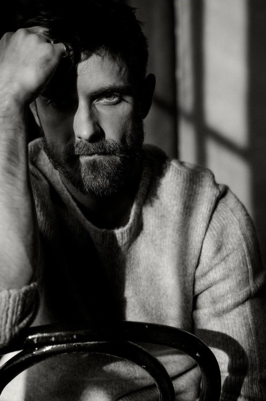 intense black and white cinematic portrait of [SUBJECT - e.g., a man with short  — DALL-E AI Image Prompt