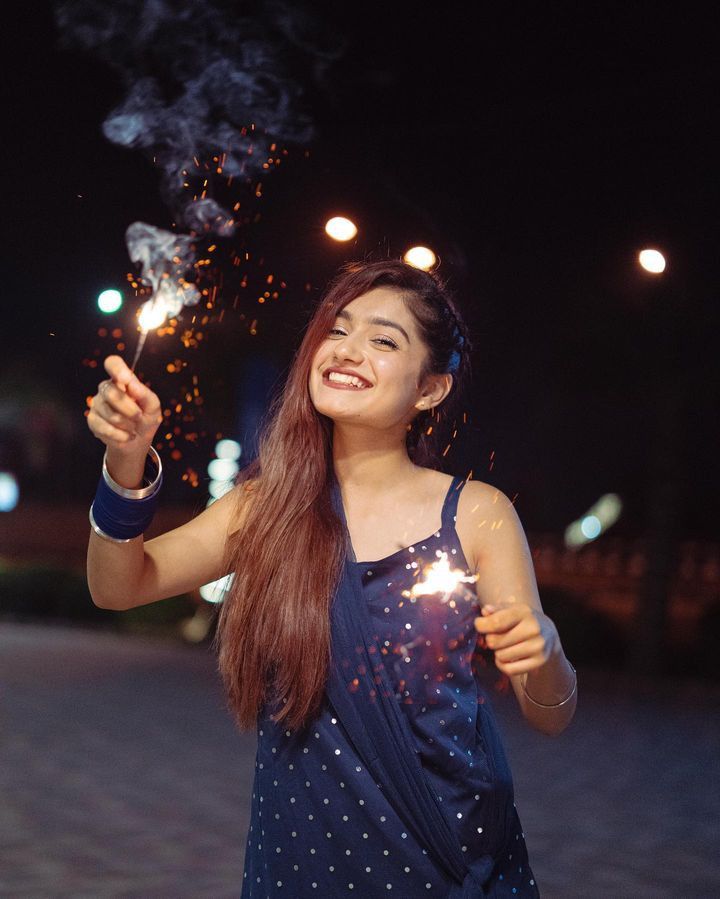 cinematic Diwali outdoor street sparkler portrait of [SUBJECT: beautiful young I — DALL-E AI Image Prompt