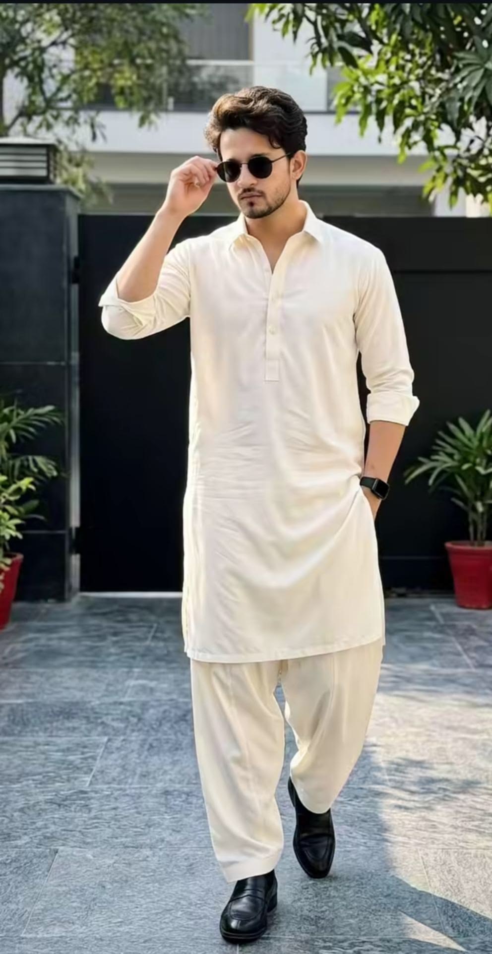 cinematic outdoor swag cream pathani kurta pajama portrait of [SUBJECT: handsome — DALL-E AI Image Prompt